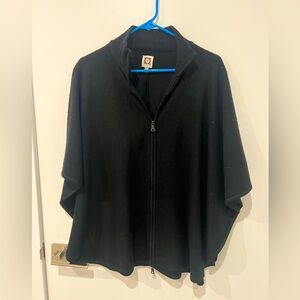 Anne Klein Black Zip-Up Cape/poncho